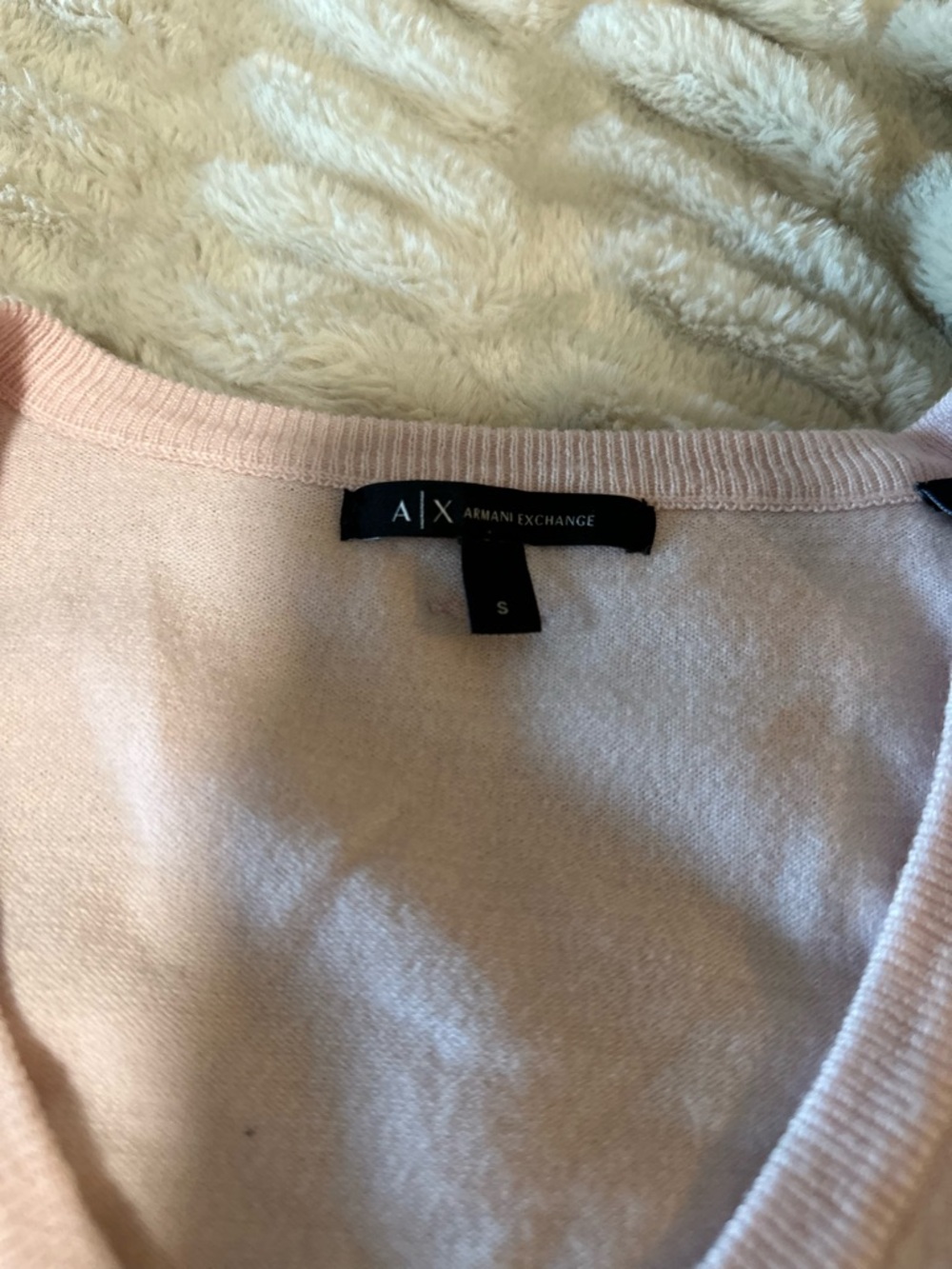Armani Exchange Pale Pink V-Neck Sweater